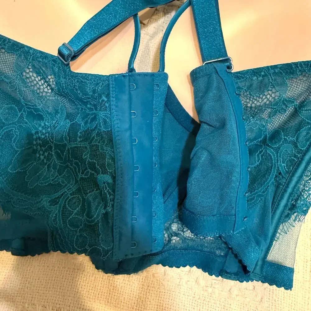 NWT Victoria’s Secret 34C rhinestone strap lace push up corset BC3 3305